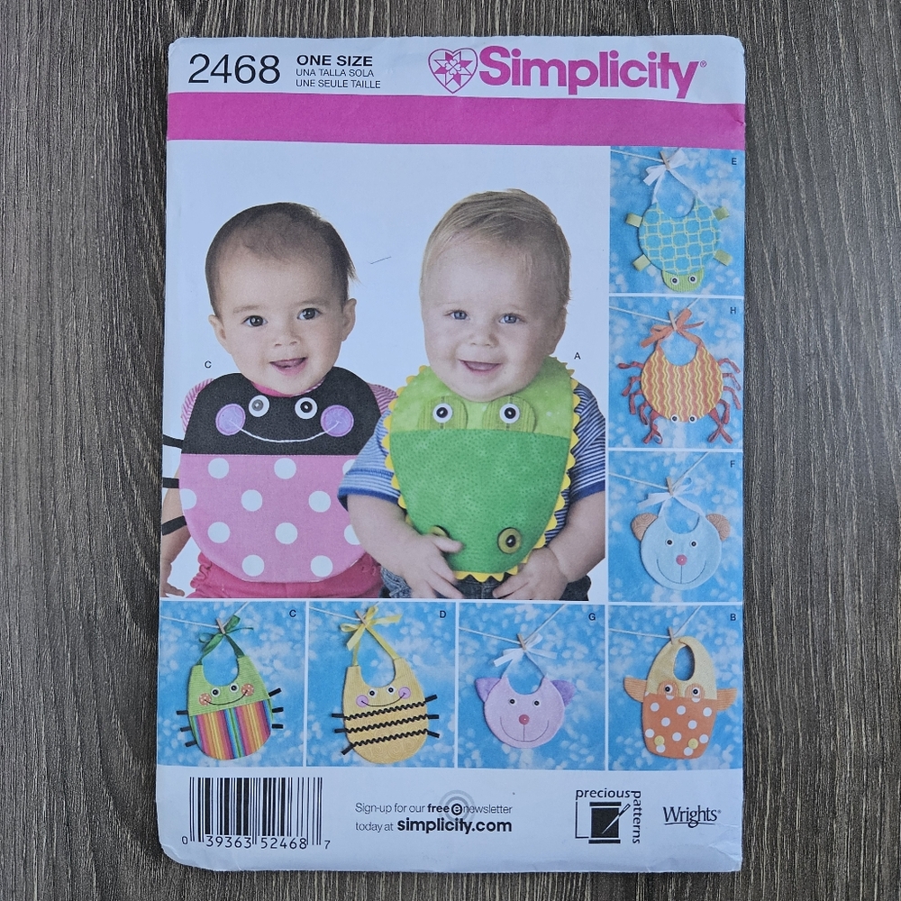 NEW Simplicity 2468 Baby Bibs Pattern